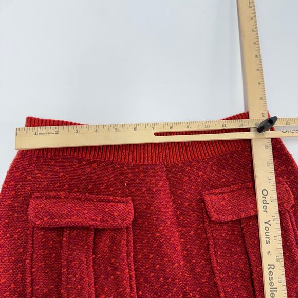 Moth Skirt Womens 4 Red Knit Mini Cargo Pocket Front Wool Blend - Picture 6 of 7